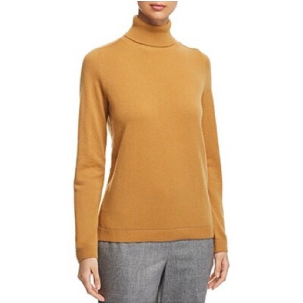 Lafayette 148 Cashmere Turtleneck Sweater Ginger Metallic Shimmer Gold Women S